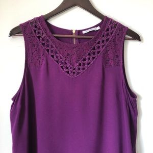Ricki’s deep purple crochet detail sleeveless top - size large